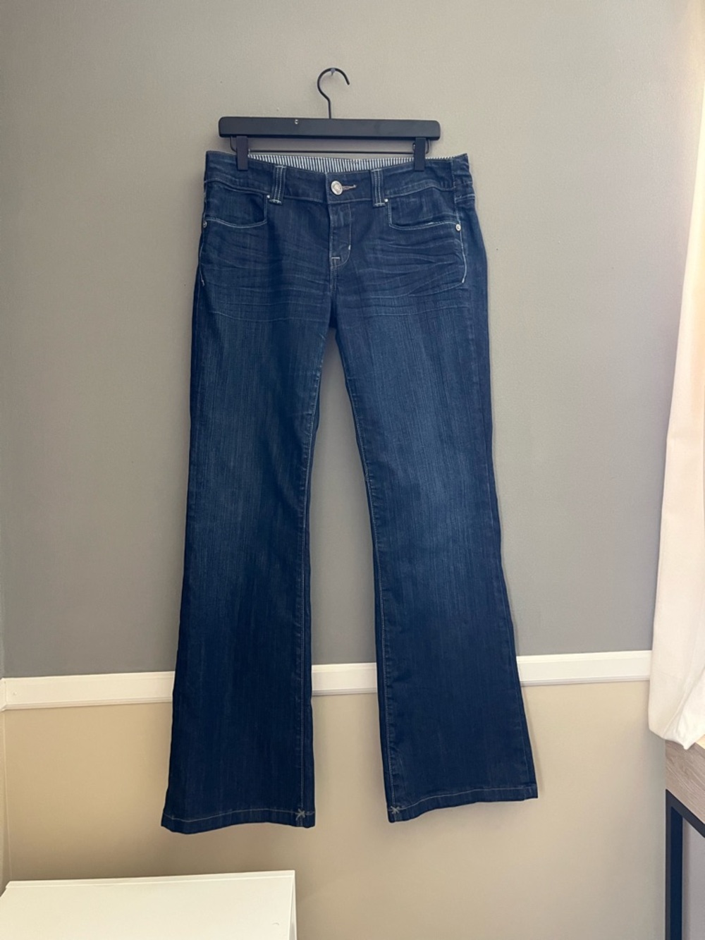 Vigoss Dark Wash Flare Jeans Mid Rise Stretch Denim Bootcut Cotton Spandex